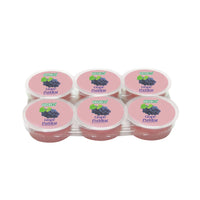 Six-cup COCON grape pudding tray in a clear plastic pack; all six round lids are light pink with a grape cluster icon and the words ‘Grape Pudding’ on each cup. Wholesale snacks سناكات جملة, Healthy snacks سناكات صحية, Low calorie snacks سناكات قليلة السعرات.